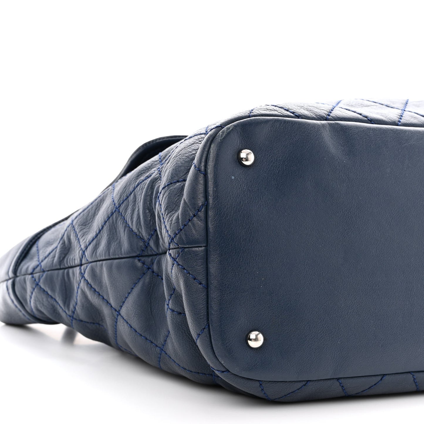 Calfskin Large Front Flap Tote Navy