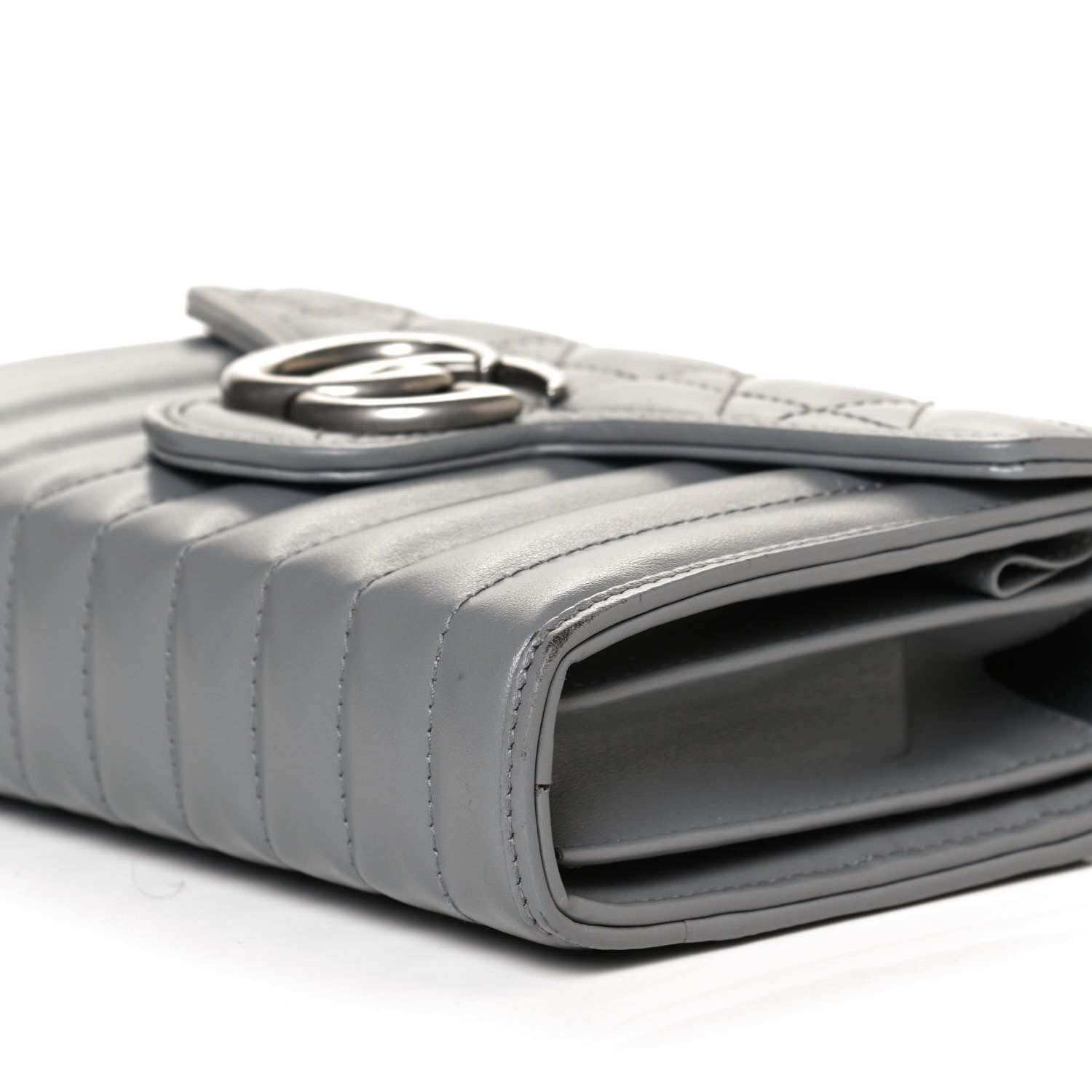 Gucci Calfskin Matelasse Aria GG Marmont Chain Wallet Deep Grey 10 of 12