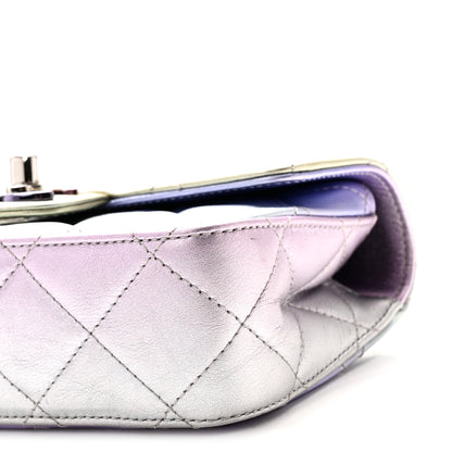 Chanel Gradient Metallic Calfskin Quilted Clutch Silver Blue Yellow Purple 10 of 11