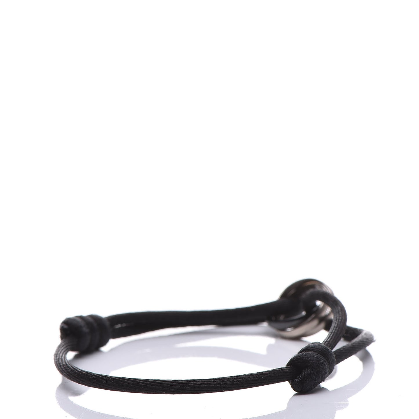 18K White Gold Ceramic Trinity Cord Bracelet Black