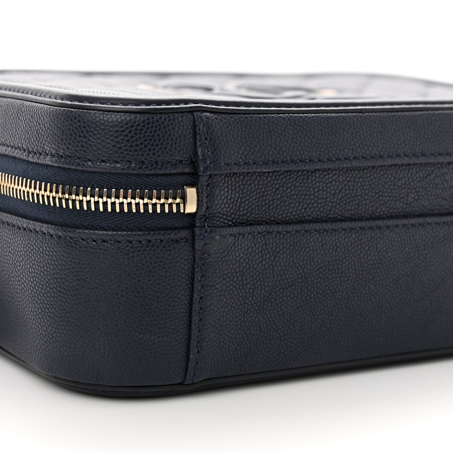 Caviar Quilted Medium CC Filigree Vanity Case Navy