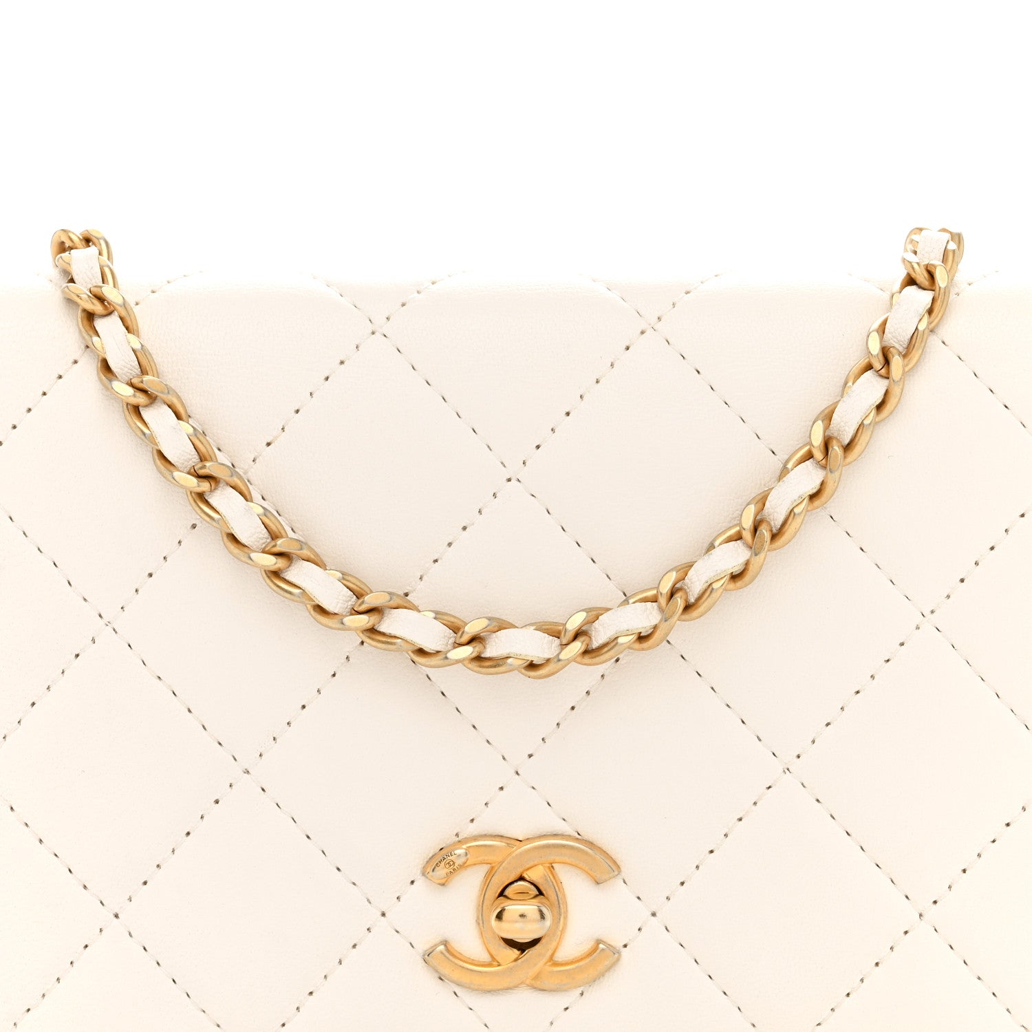 Chanel Lambskin Quilted CC Pearl Crush Wallet on Chain WOC White 8 of 12