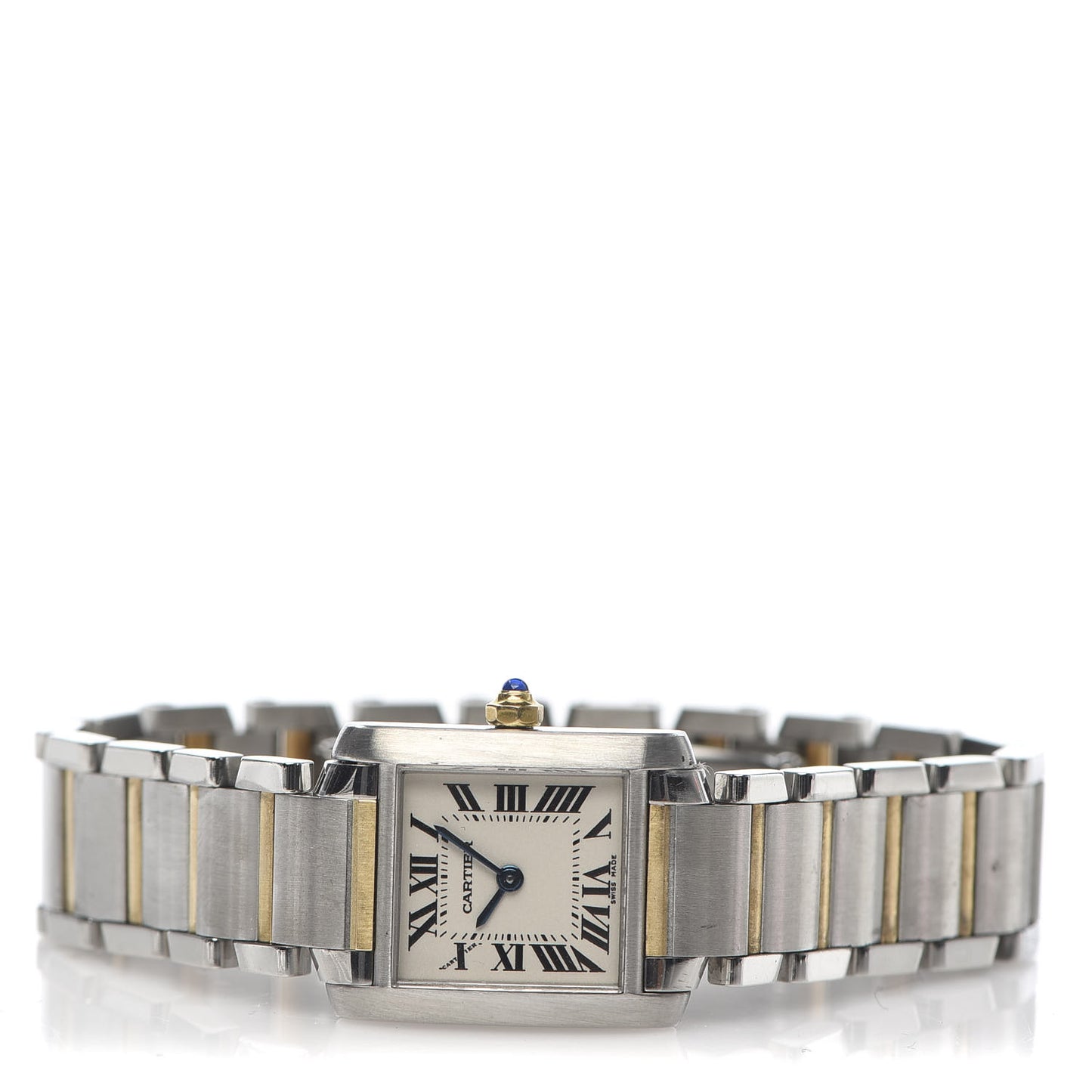Stainless Steel 18K Yellow Gold 20mm Tank Francaise Quartz Watch