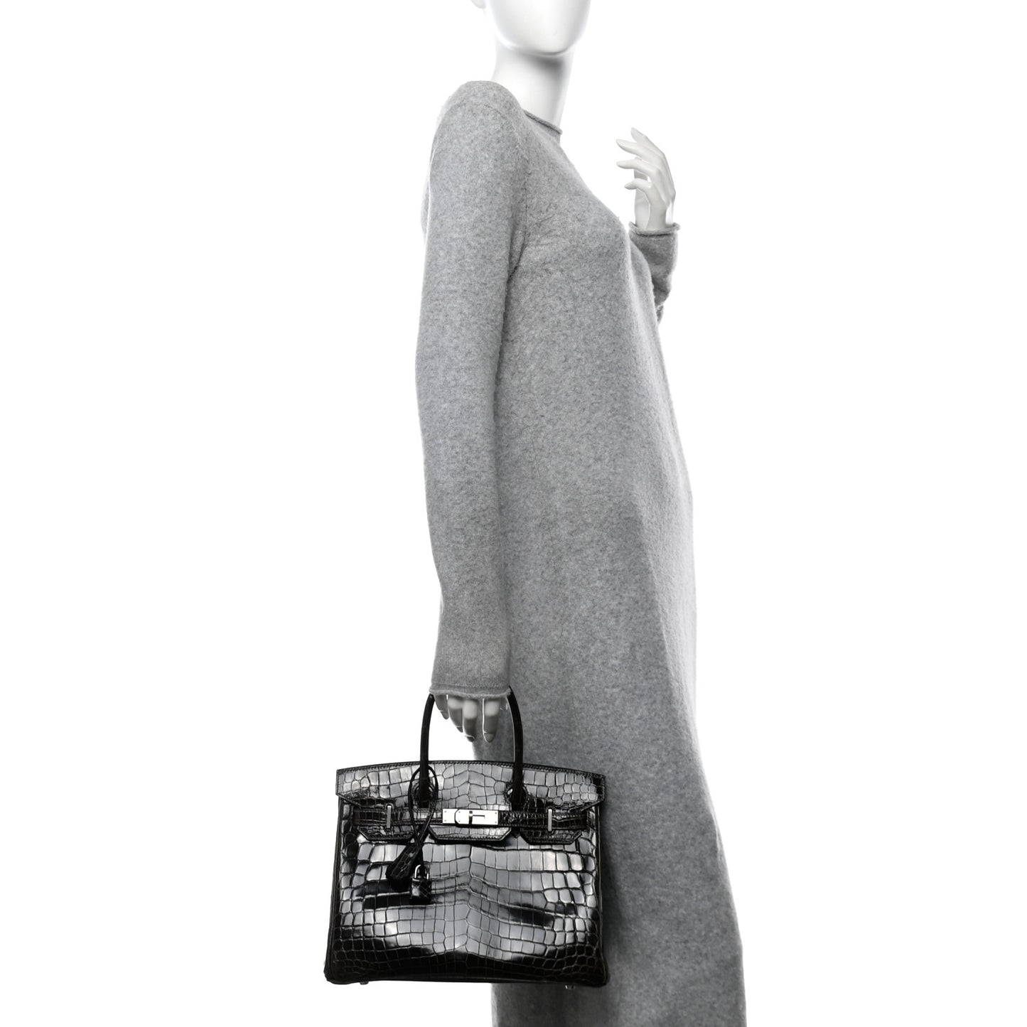 Shiny Niloticus Crocodile Horseshoe Birkin 30 Graphite