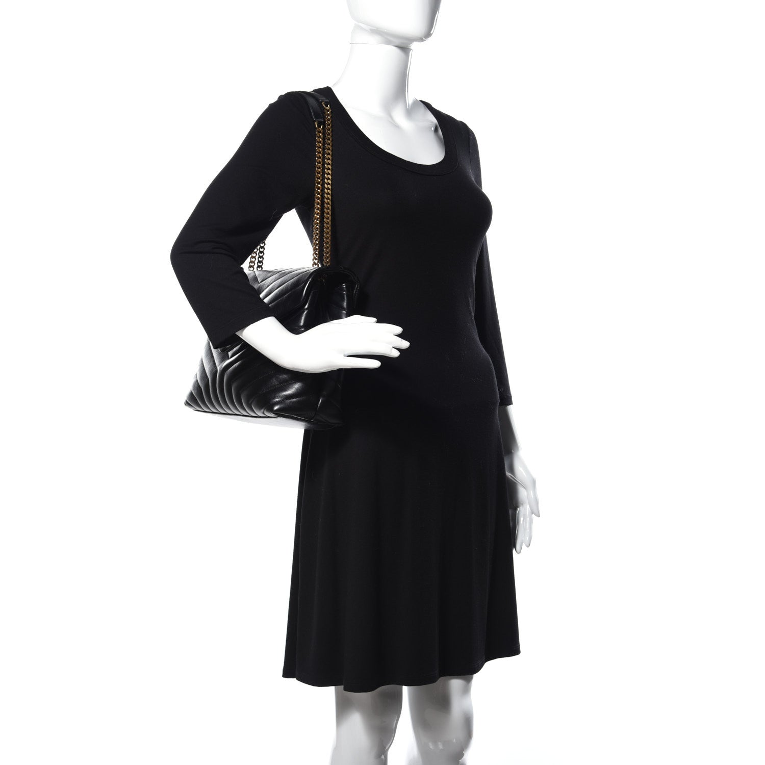 Saint Laurent Calfskin Y Quilted Monogram Medium Loulou Chain Satchel Black 2 of 19