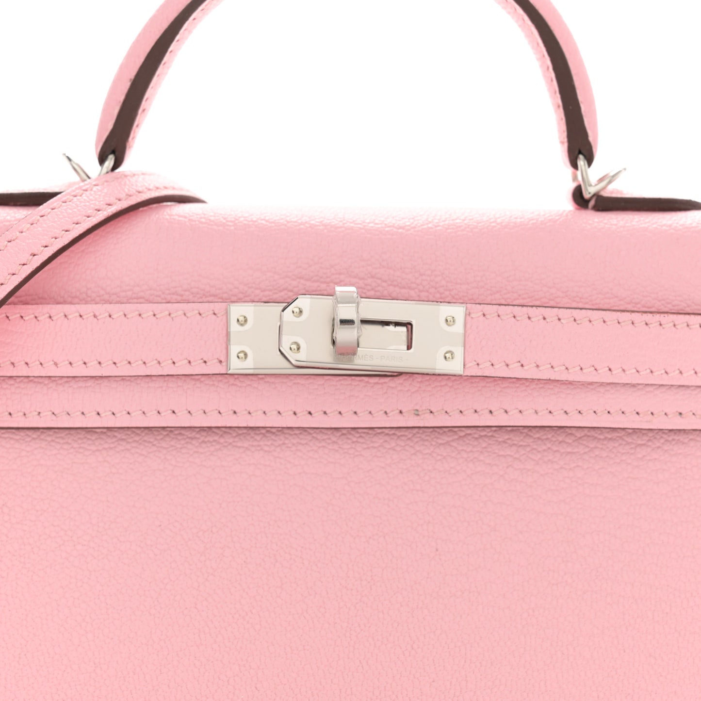 Chevre Mysore Horseshoe Mini Kelly Sellier 20 Rose Sakura Gris Perle