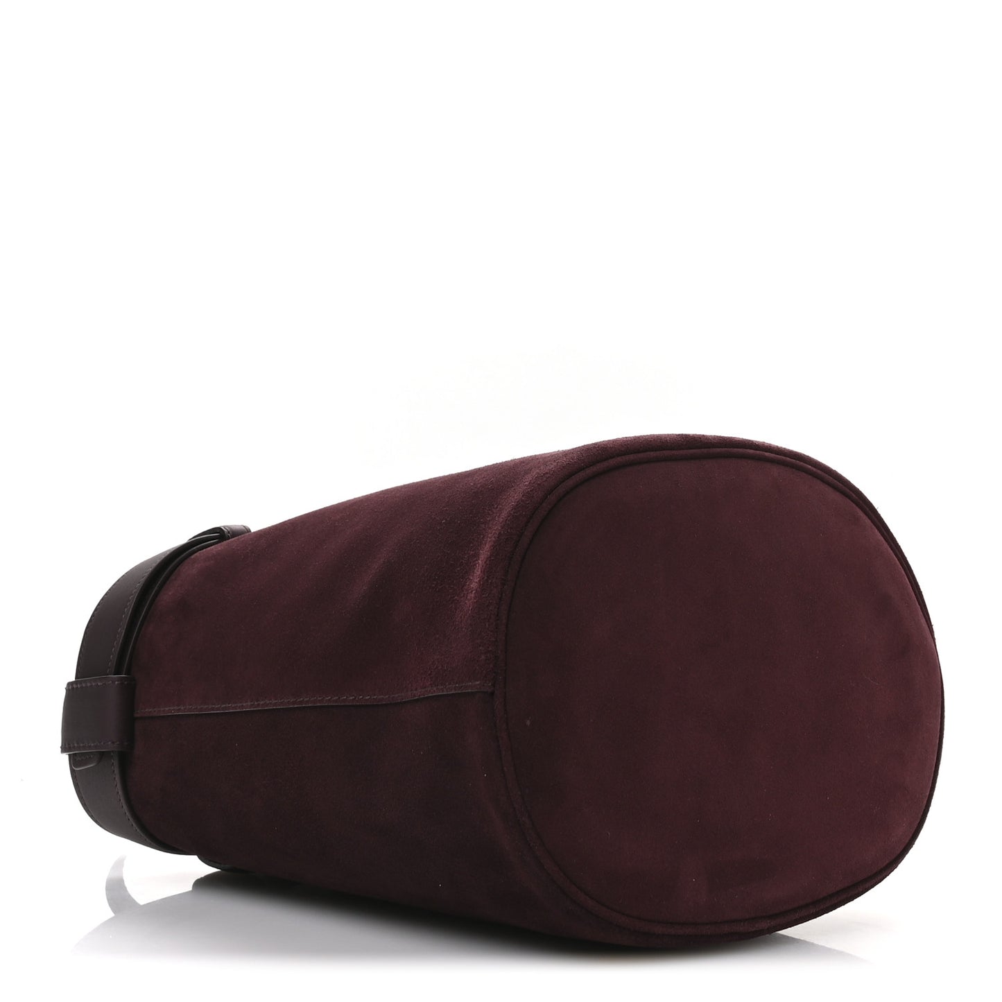 Suede Buckle Bucket Bag With Belt Burgundy