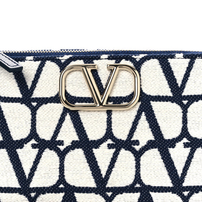 Valentino Garavani Toile Iconographe Cotton Medium Vlogo Wristlet Cosmetic Case White Worker 6 of 11