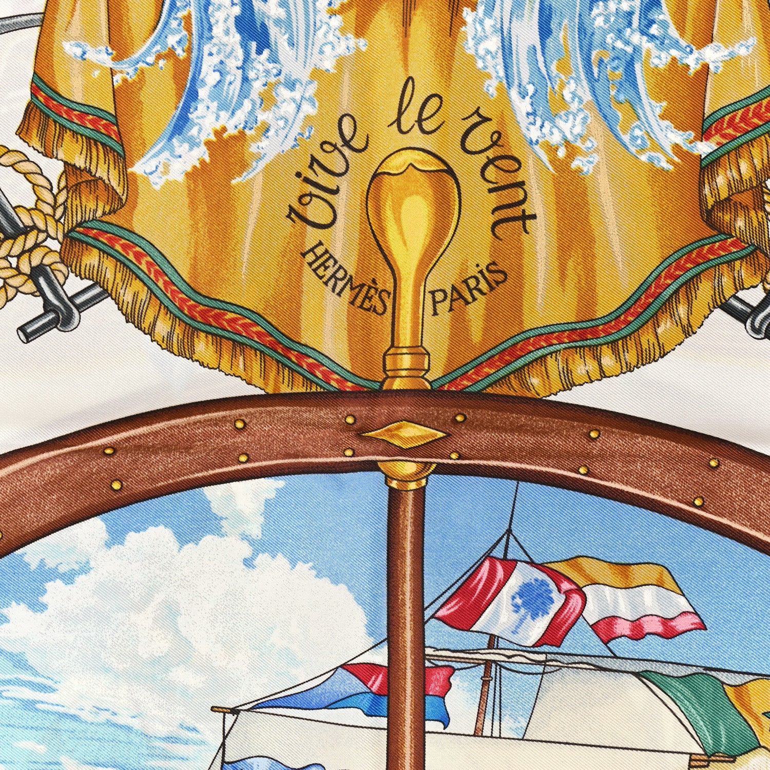 Hermes Silk Vive Le Vent Scarf 90 Bleu 2 of 4