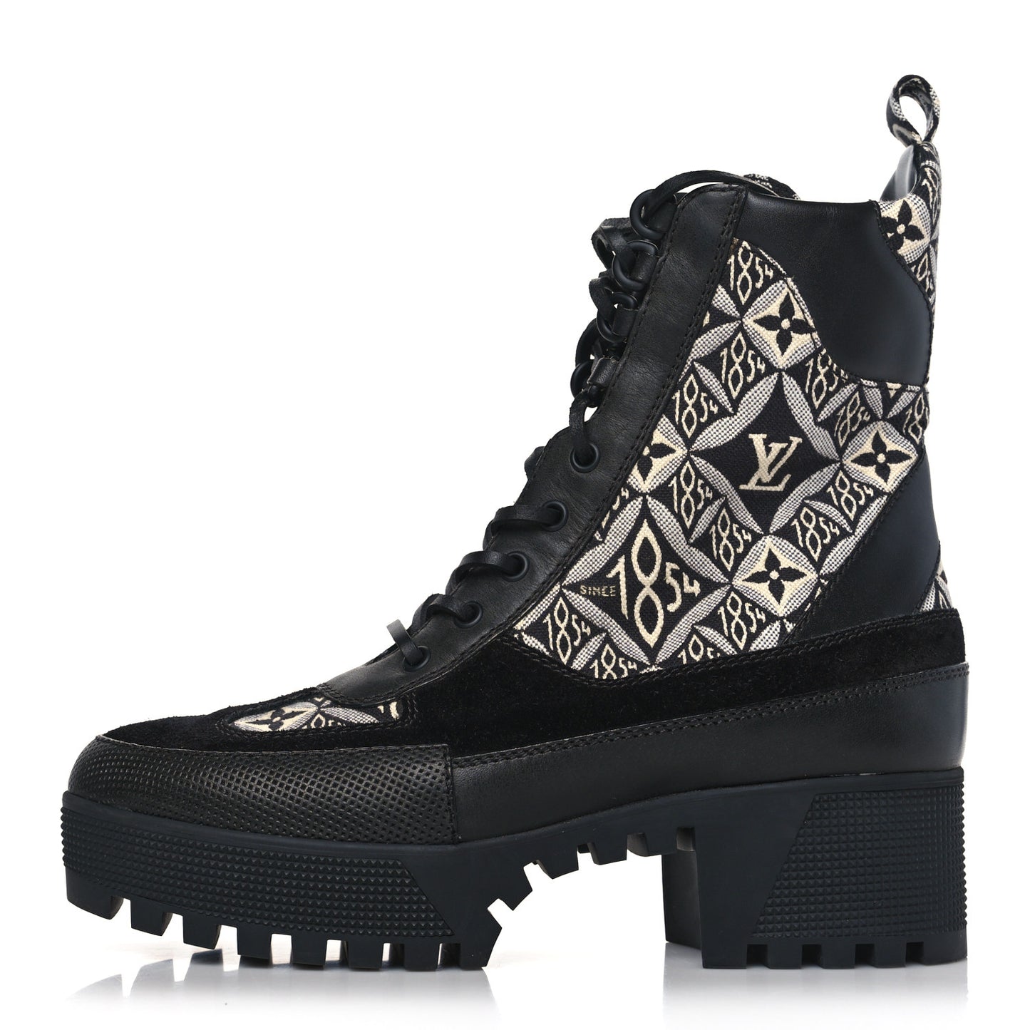 Suede Calfskin Jacquard Since 1854 Laureate Platform Desert Boots 40 Black