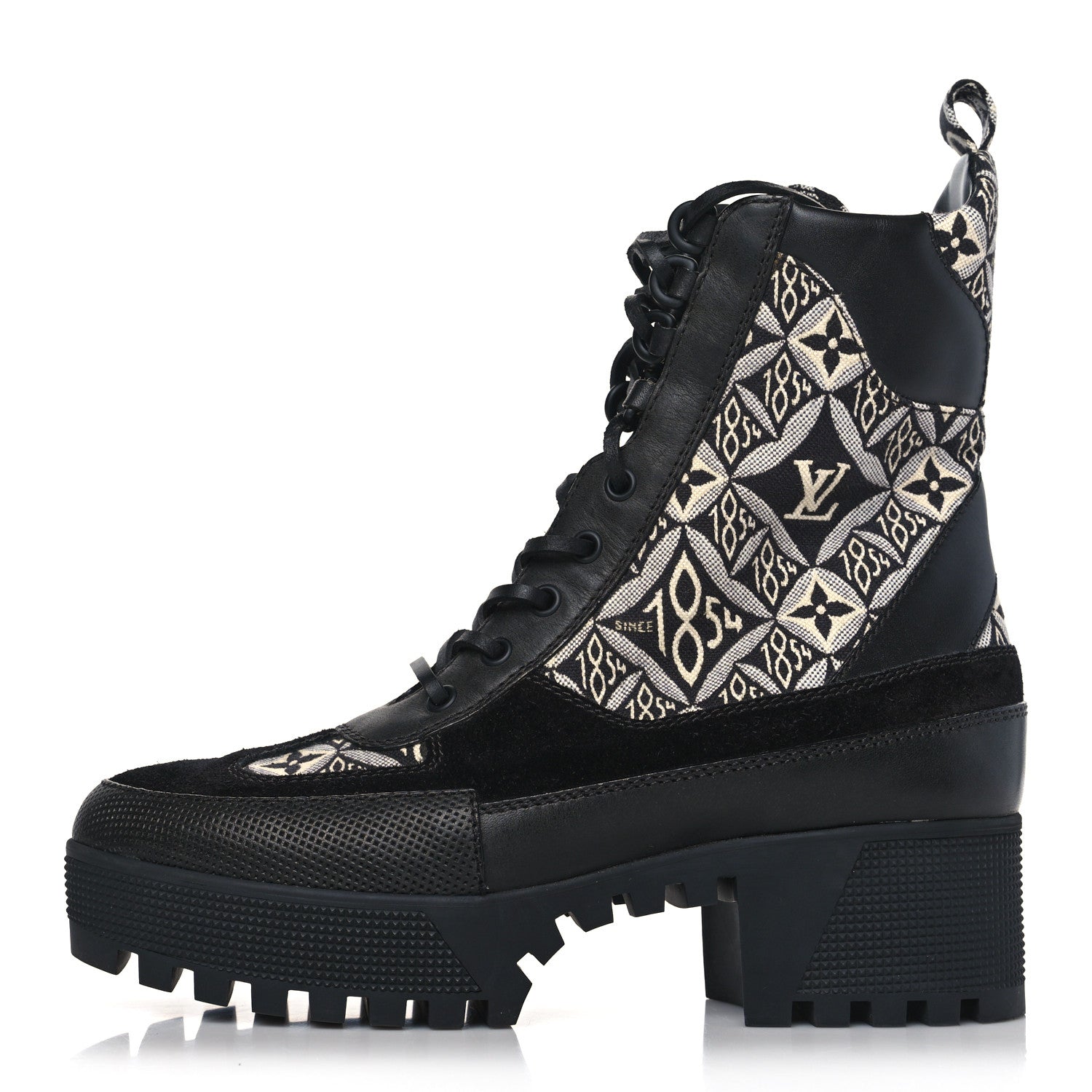 Louis Vuitton Suede Calfskin Jacquard Since 1854 Laureate Platform Desert Boots 40 Black 1 of 7