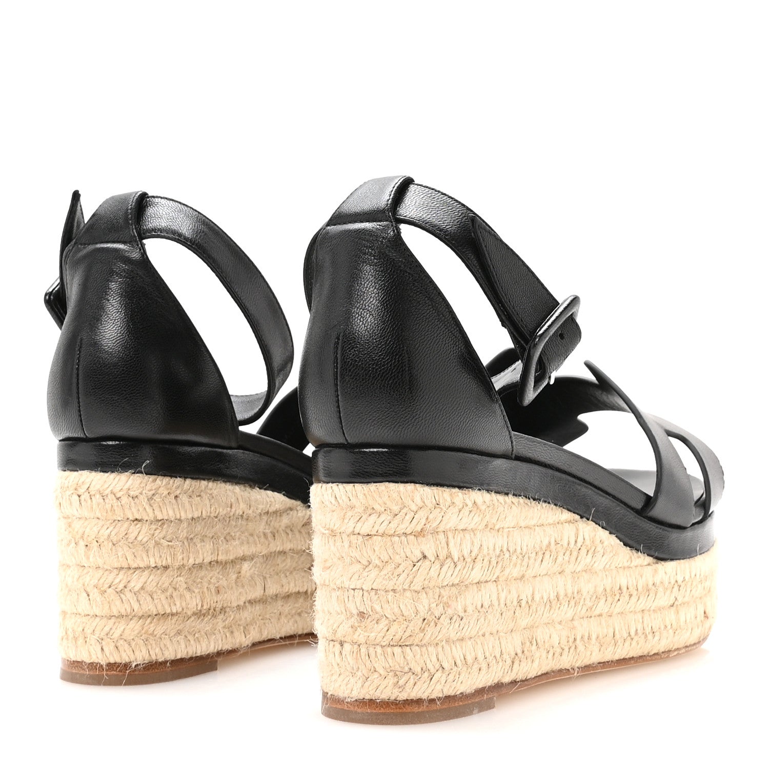 Hermes Goatskin Elda Espadrille Wedge Sandals 39 Black 5 of 9