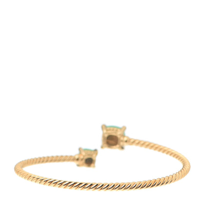 David Yurman 18K Yellow Gold Diamond Chrysoprase Chatelaine Bypass Bracelet 3 of 5
