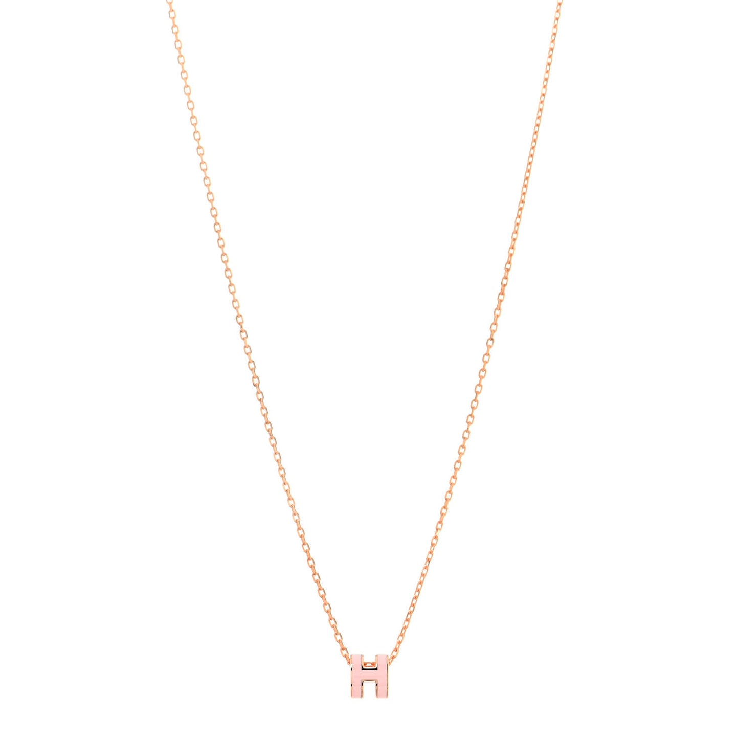 Lacquered Rose Gold Mini Pop H Pendant Necklace Rose Dragee