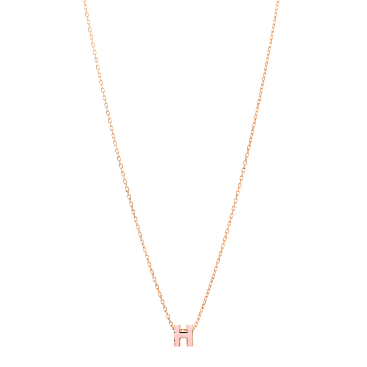 Hermes Lacquered Rose Gold Mini Pop H Pendant Necklace Rose Dragee 1 of 4