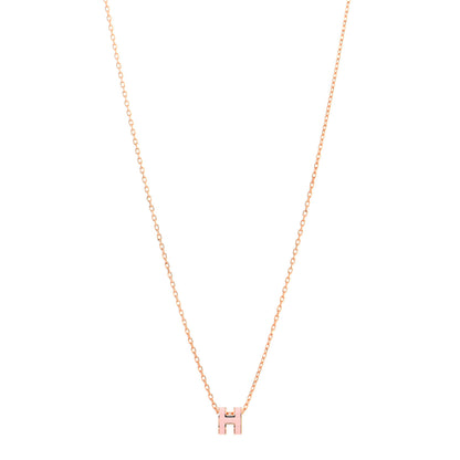 Hermes Lacquered Rose Gold Mini Pop H Pendant Necklace Rose Dragee 1 of 4