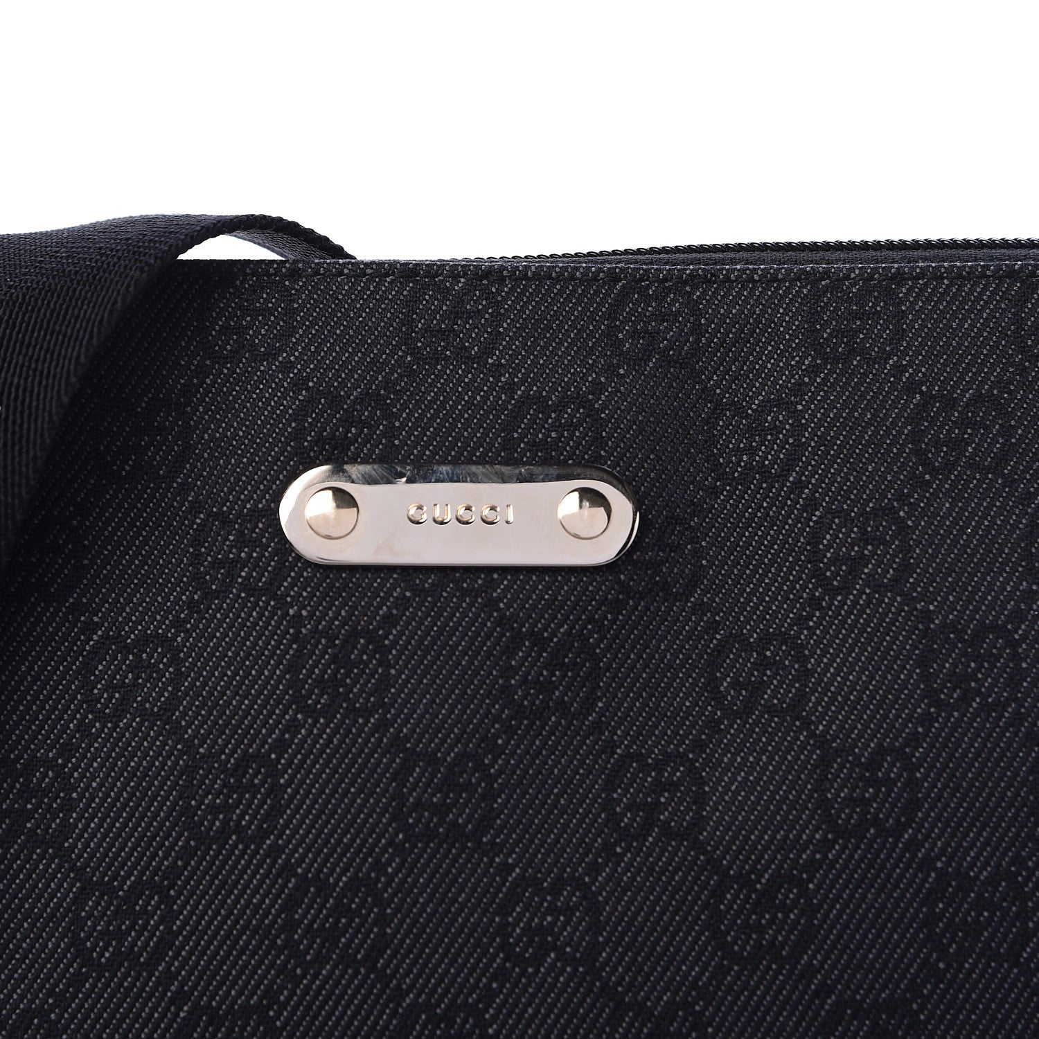 Gucci Denim Monogram Flat Messenger Bag Black 8 of 10
