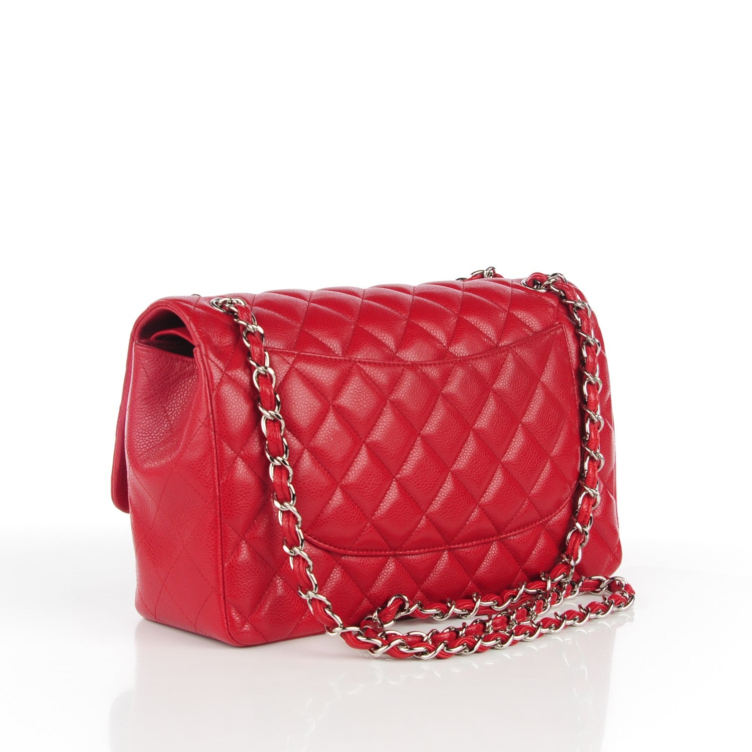 Chanel Caviar Quilted Jumbo Double Flap Red 3 of 9