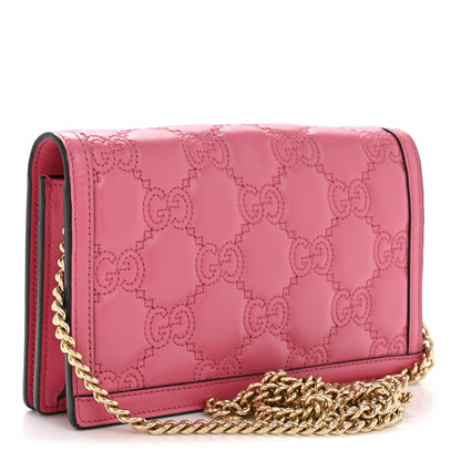 Gucci Calfskin GG Matelasse Chain Wallet Rhodamine Pink 3 of 12
