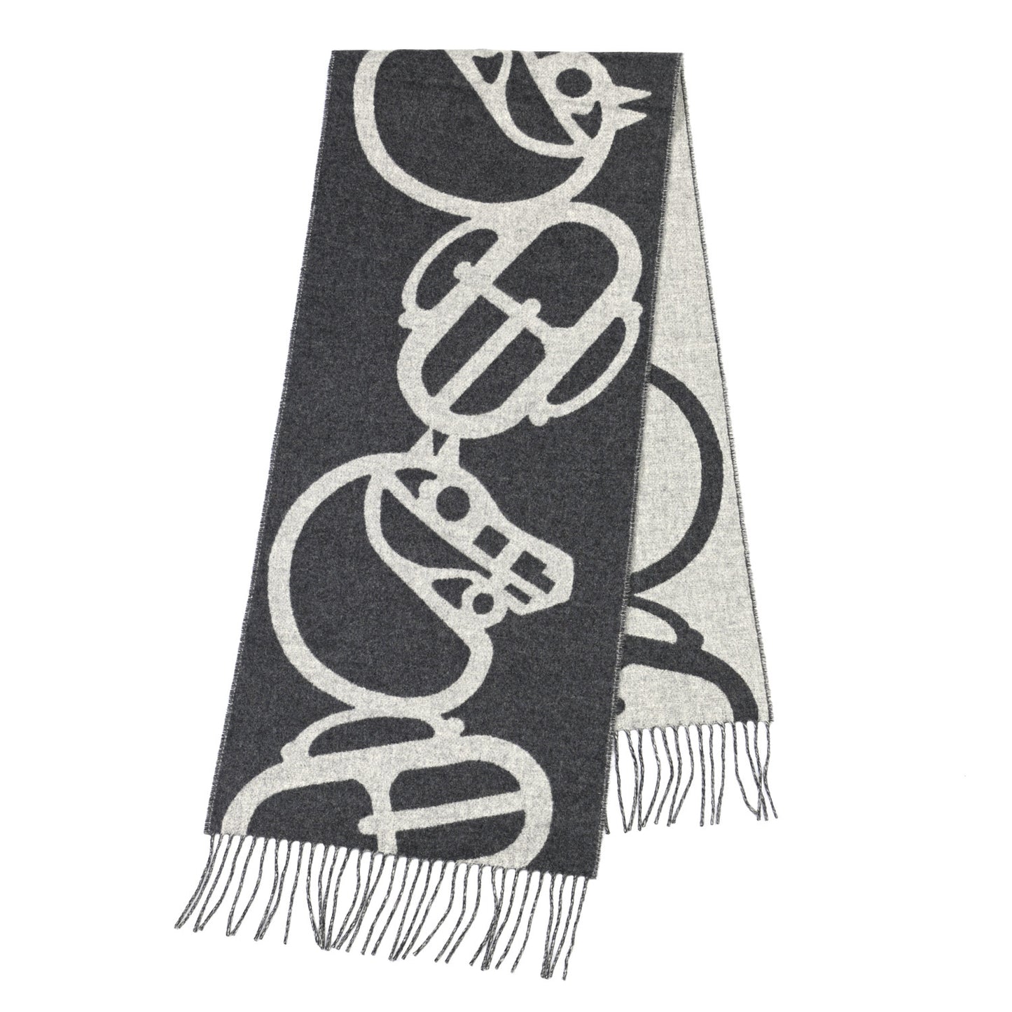 Cashmere Boucles et Camails Muffler Anthracite Gris Clair