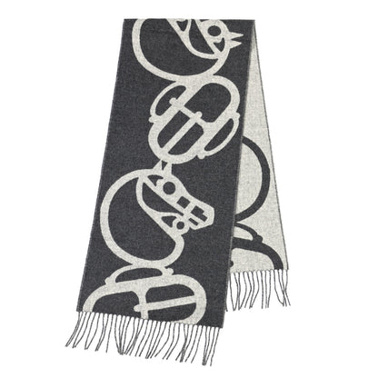Hermes Cashmere Boucles et Camails Muffler Anthracite Gris Clair 2 of 4