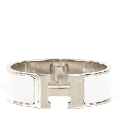 Hermes Enamel Wide Clic Clac H Bracelet GM White 1 of 6