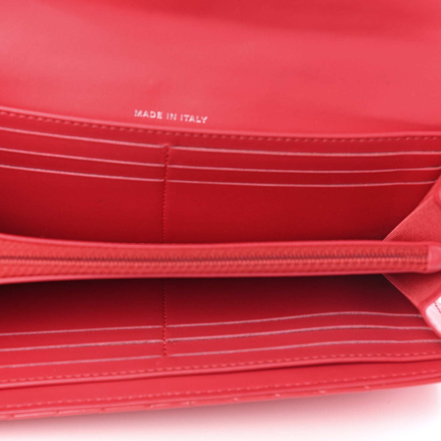 Chanel Patent Chevron Quilted CC Long Flap Wallet Red 5 of 8
