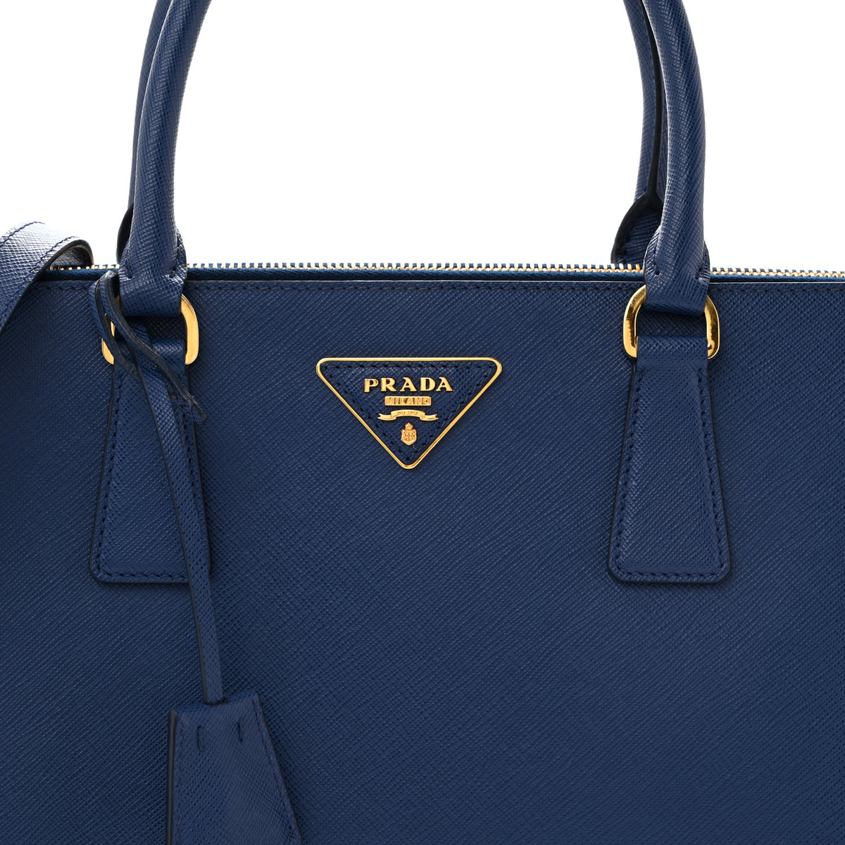 Saffiano Lux Medium Galleria Double Zip Tote Bluette