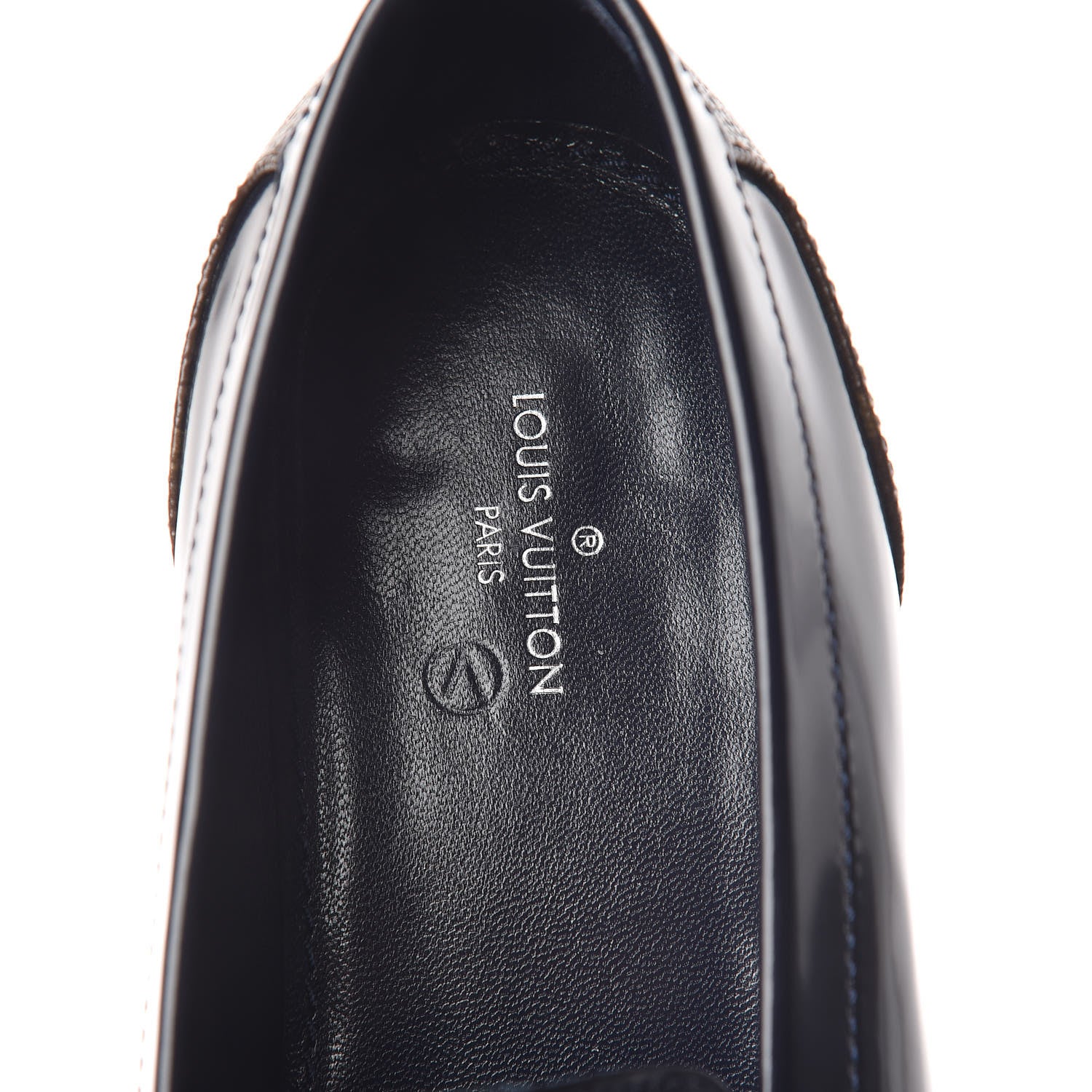 Louis Vuitton Monogram Patent Academy Flat Loafers 36 Navy 9 of 13