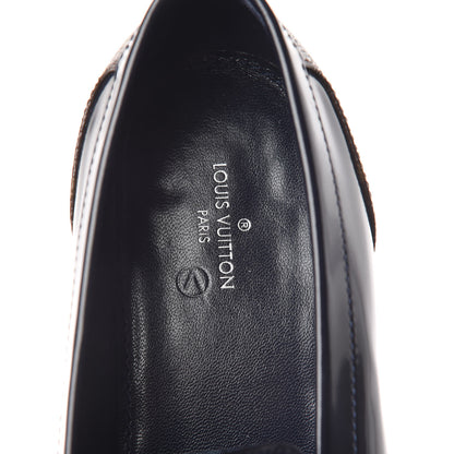 Louis Vuitton Monogram Patent Academy Flat Loafers 36 Navy 9 of 13