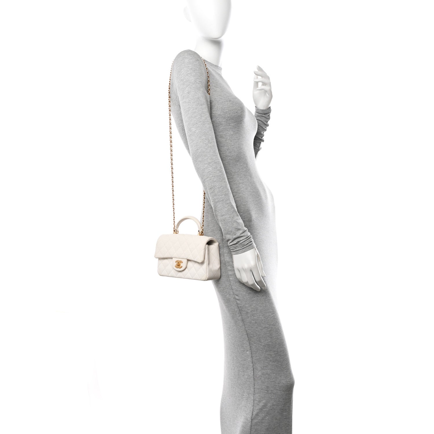 Chanel Caviar Quilted Mini Top Handle Rectangular Flap White 2 of 11