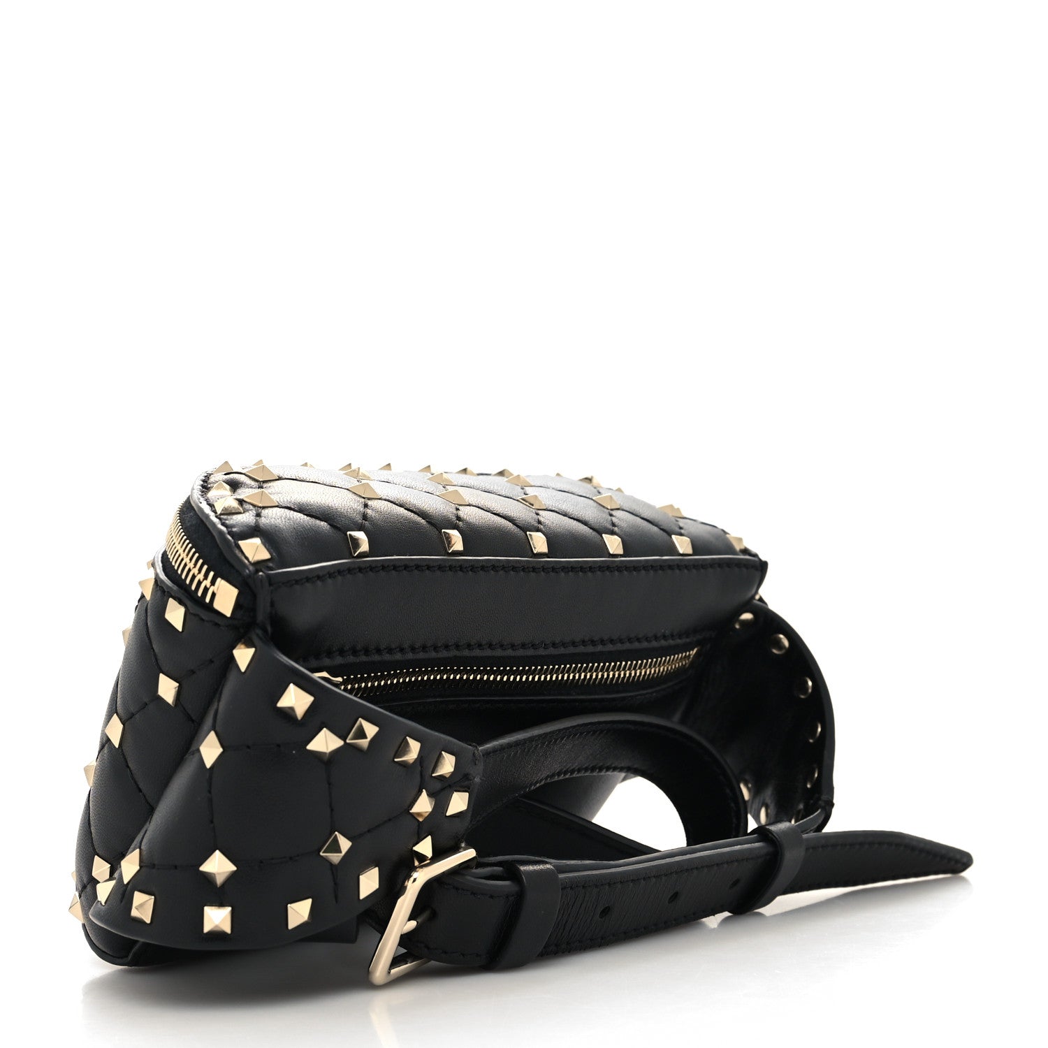 Valentino Garavani Lambskin Rockstud Spike Belt Bag 85 Black 3 of 9