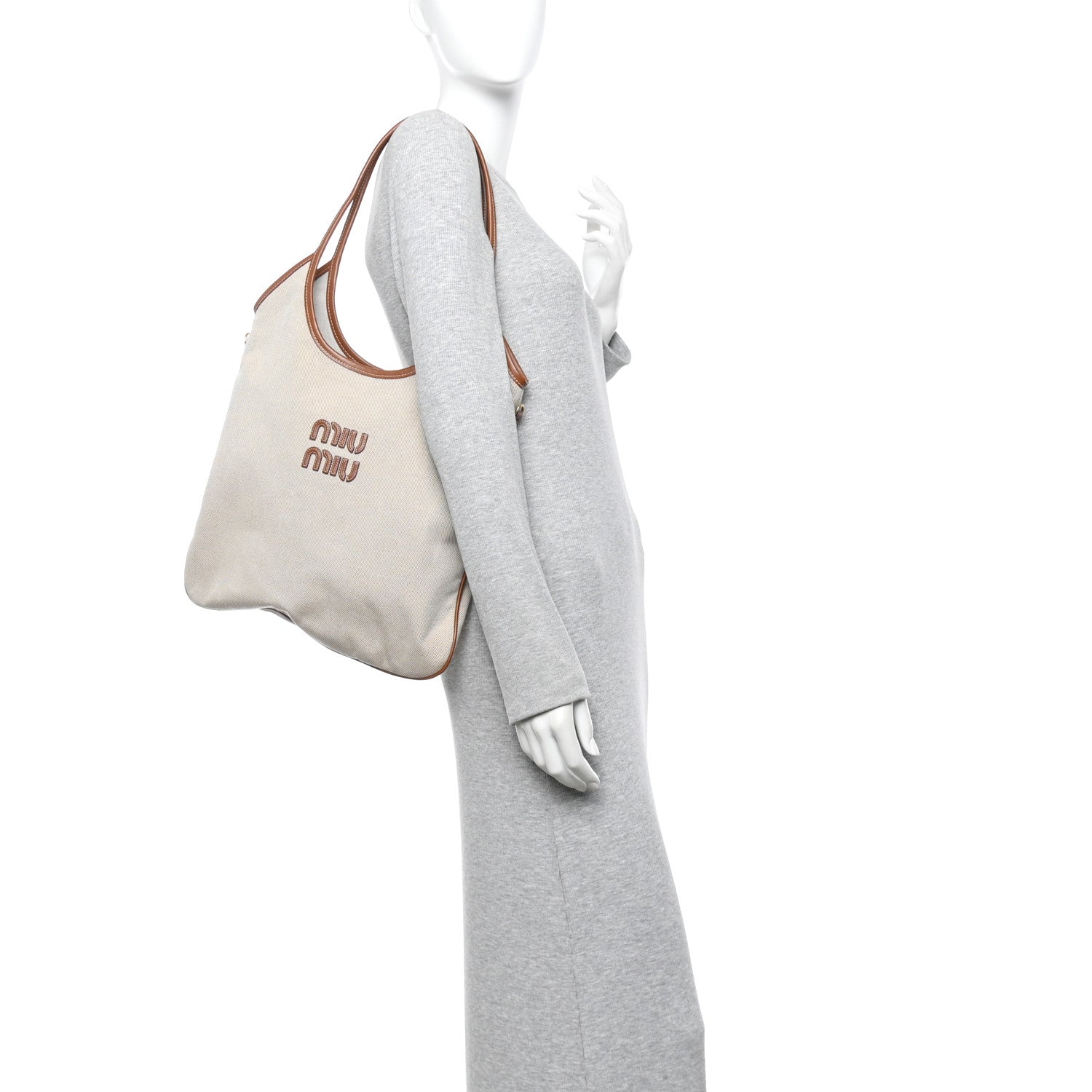 Miu Miu Canvas Ivy Beige Brandy 2 of 10