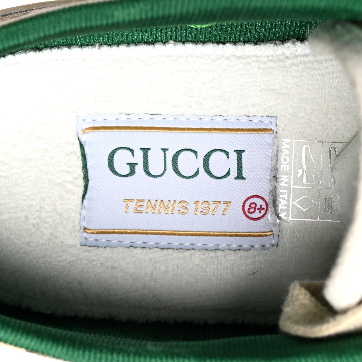 Gucci GG Monogram Web Mens 1977 Tennis Sneakers 8.5 Beige Ebony Mystic White 7 of 8