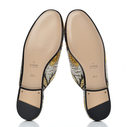 Gucci Jacquard Floral Womens Princetown Slippers 36.5 Oro Black 5 of 11