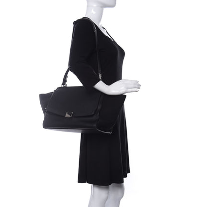 Celine Drummed Calfskin Suede Small Trapeze Black 2 of 9