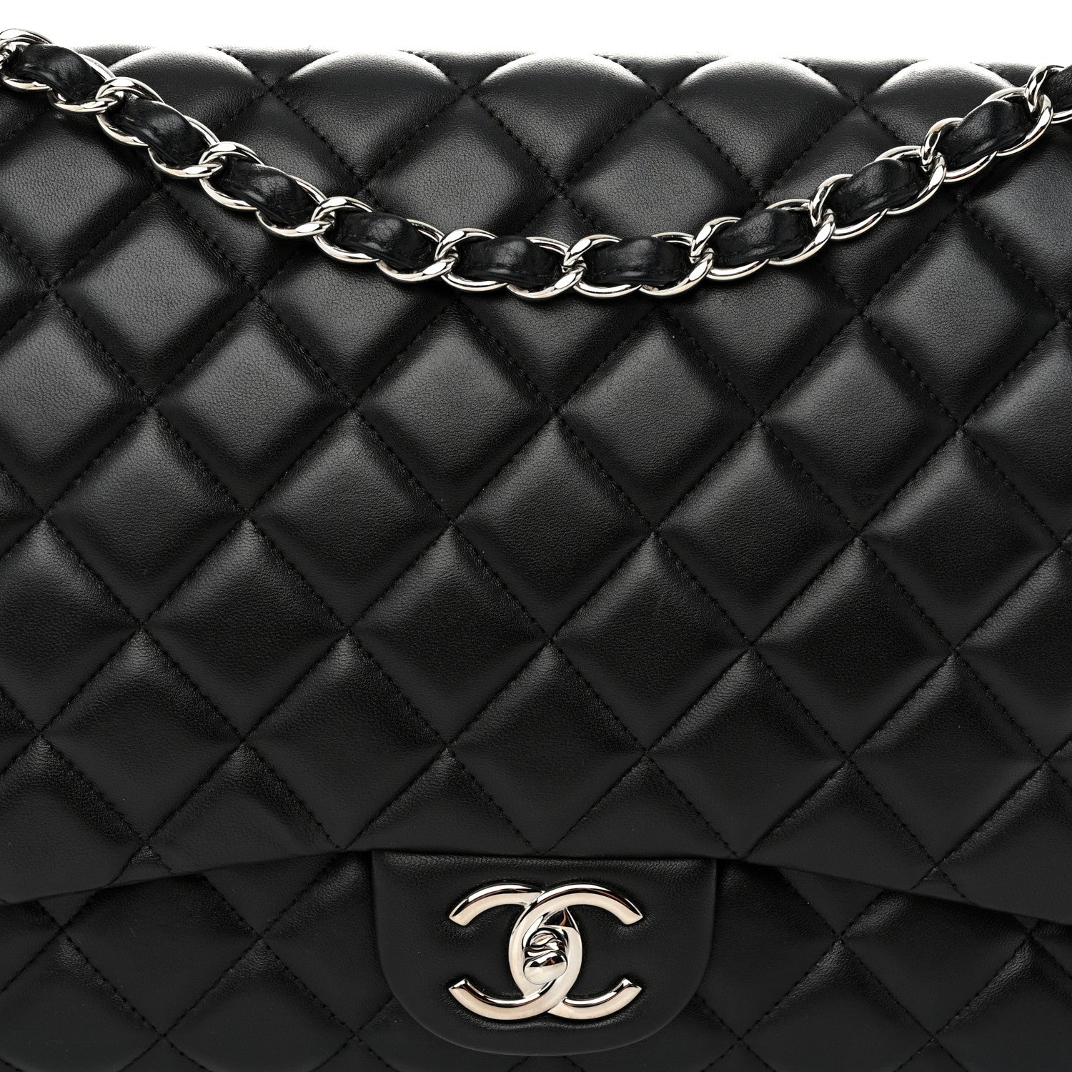 Chanel Lambskin Quilted Maxi Double Flap Black 8 of 11