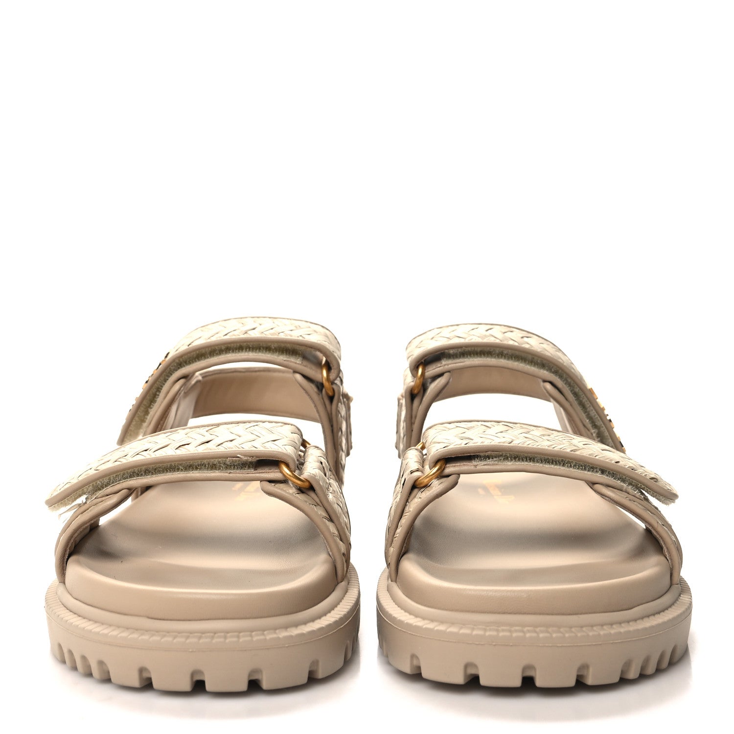 Christian Dior CHRISTIAN Woven Raffia Jute Dioract 10mm Sandals 37 Beige 2 of 8