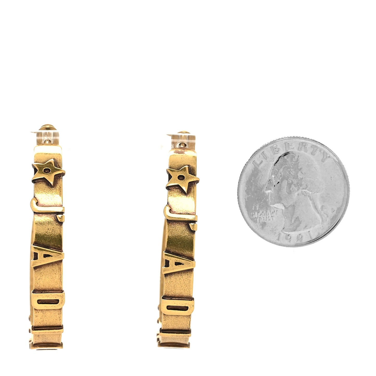 Metal J'Adior Star Hoop Earrings Aged Gold
