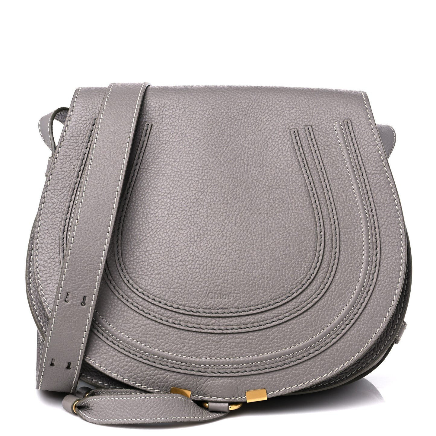 Calfskin Medium Marcie Round Crossbody Bag Cashmere Grey