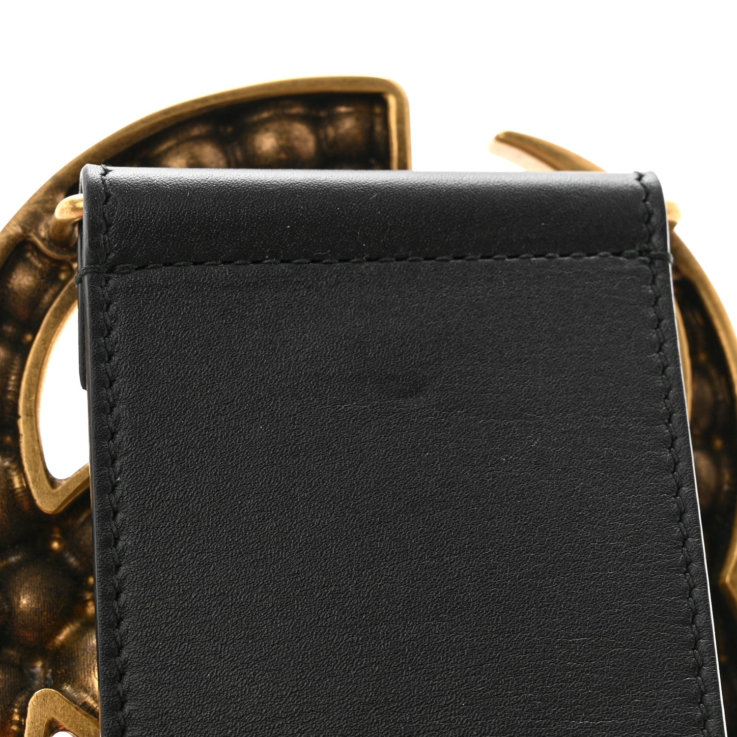 Gucci Moon Calfskin Pearl Double G 70mm Belt 80 32 Black Cream 6 of 7