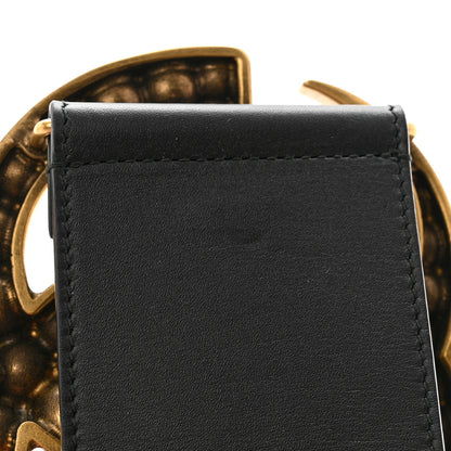 Gucci Moon Calfskin Pearl Double G 70mm Belt 80 32 Black Cream 6 of 7