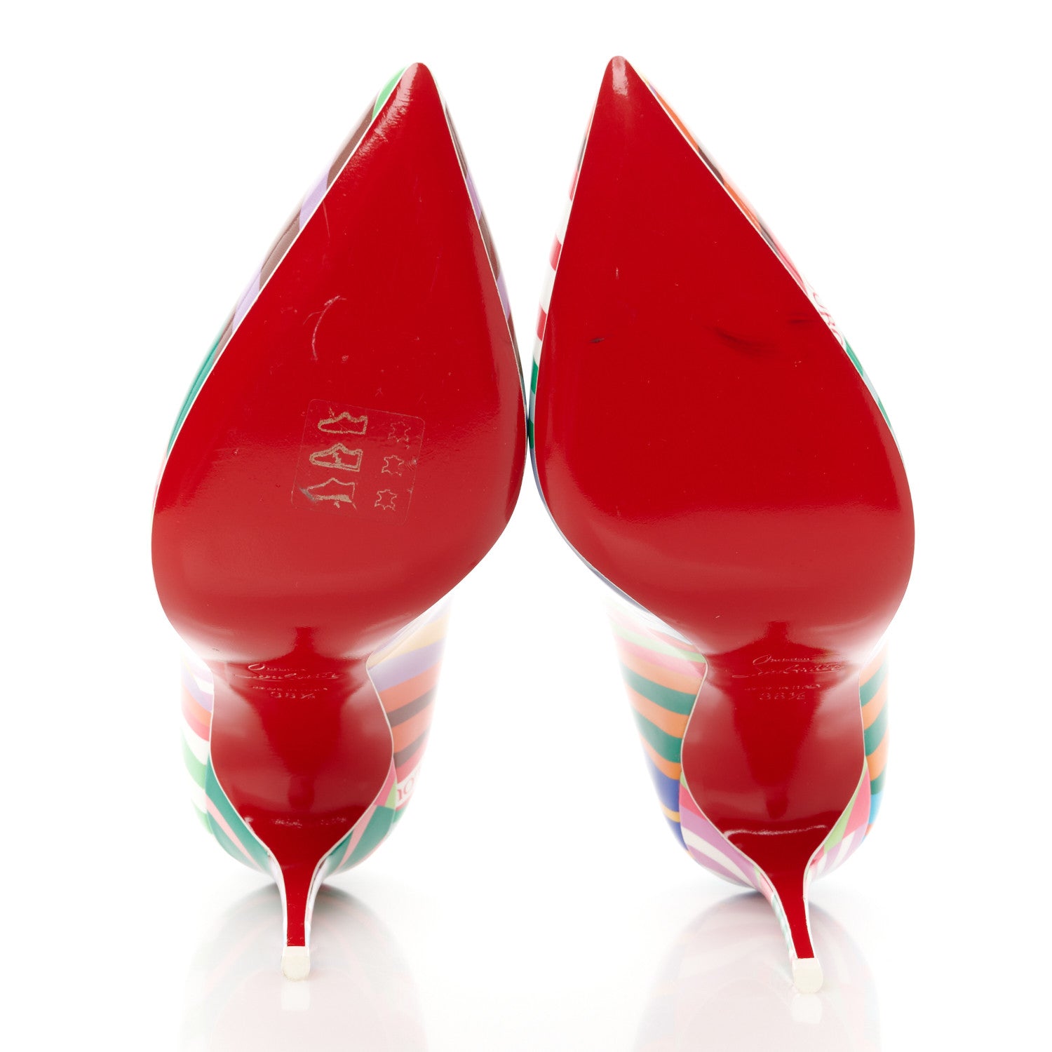 Christian Louboutin Patent Striped Grand Bain Swimming Pool Hot Chick 100 Pumps 36.5 Multicolor 6 of 9
