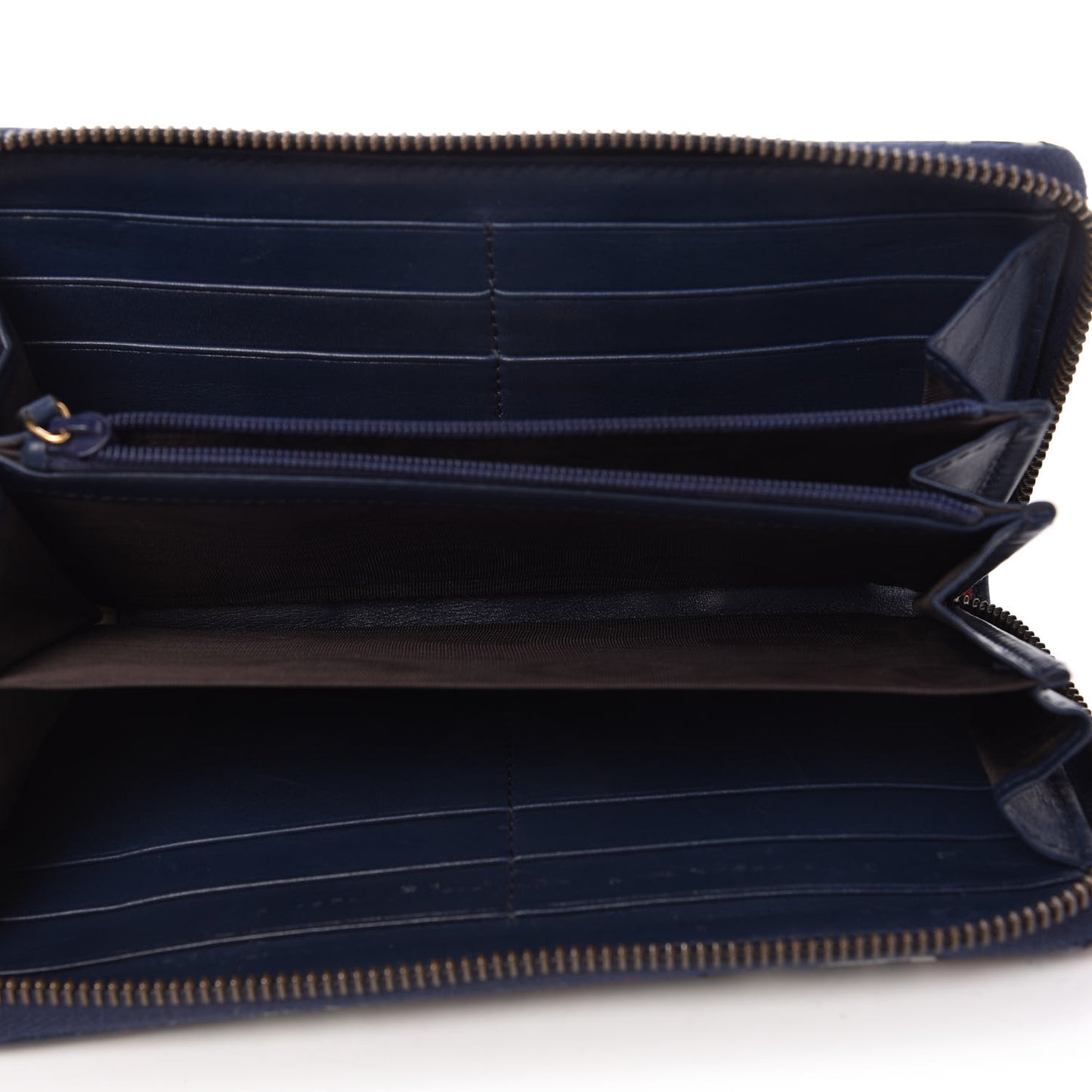 Calfskin Matelasse GucciGhost GG Marmont Zip Around Wallet Blue Agata Hibiscus Red