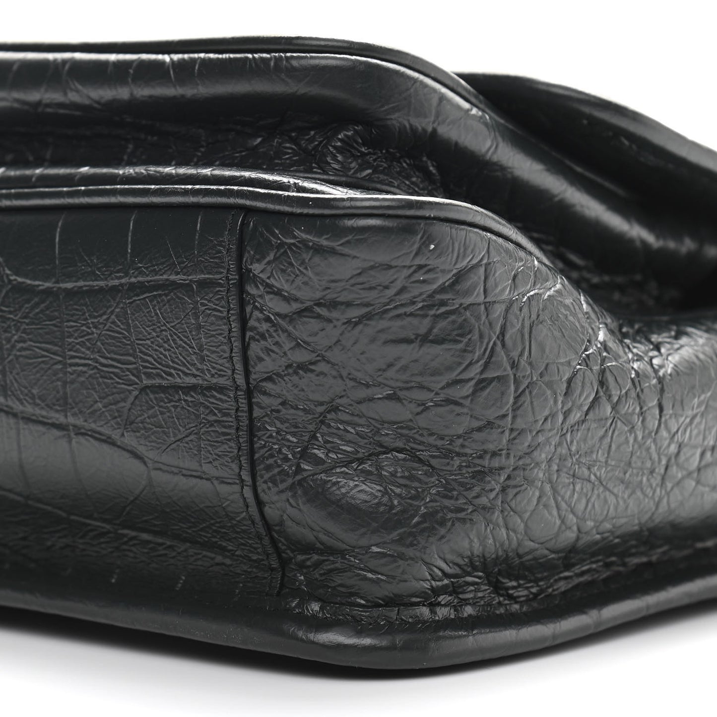 Calfskin Crocodile Embossed Monogram Baby Niki Chain Satchel Algea