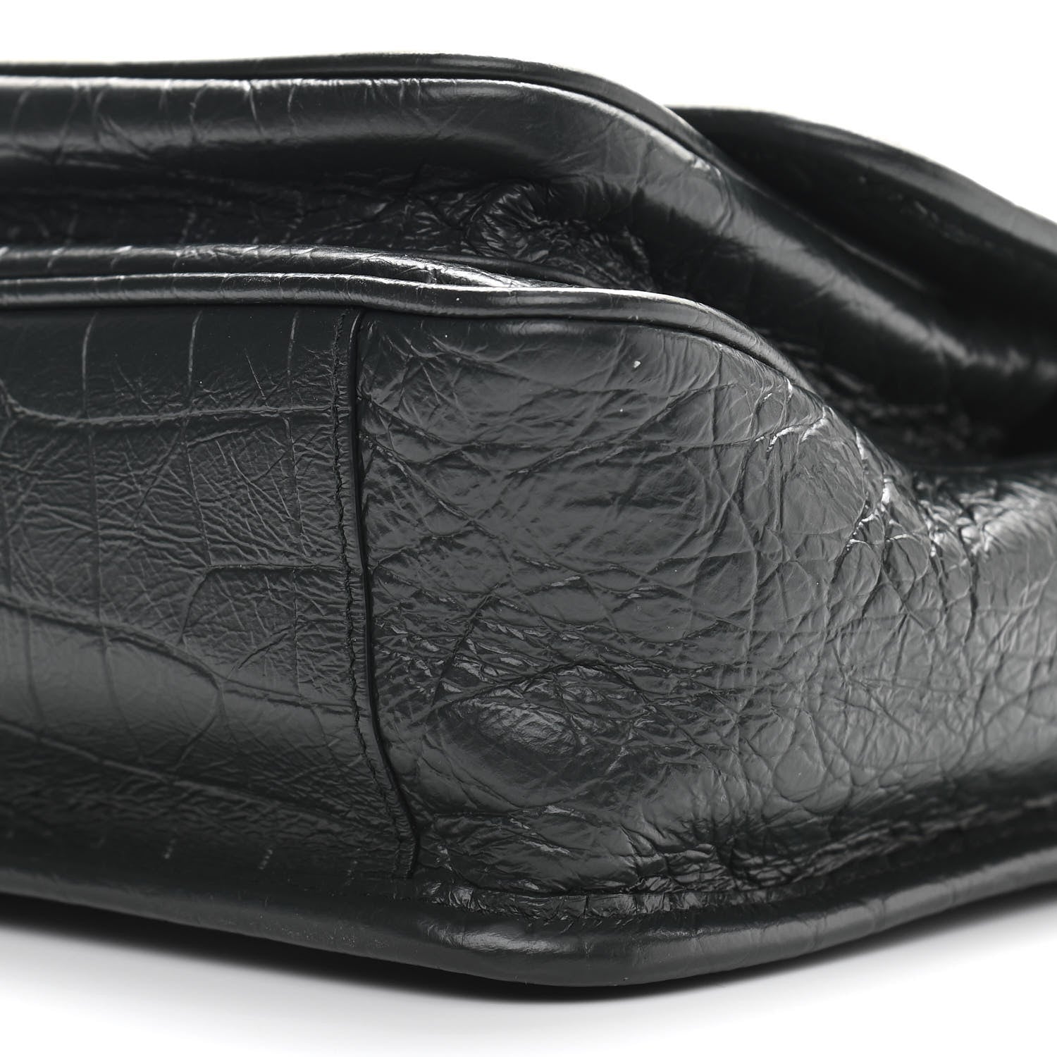 Saint Laurent Calfskin Crocodile Embossed Monogram Baby Niki Chain Satchel Algea 10 of 11