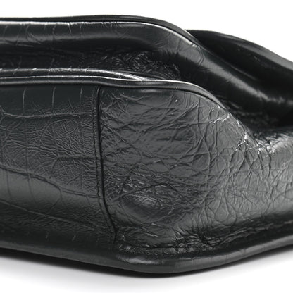 Saint Laurent Calfskin Crocodile Embossed Monogram Baby Niki Chain Satchel Algea 10 of 11