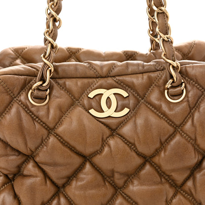 Chanel Lambskin Bubble Quilt Bowler Dark Beige 8 of 10