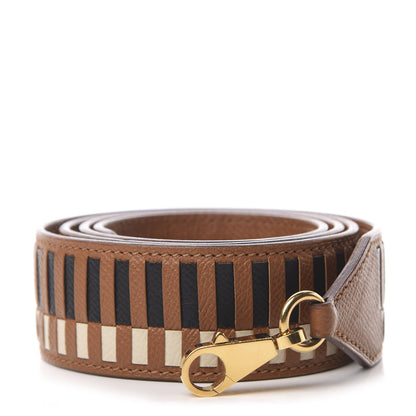Hermes Epsom 40mm Tressage Shoulder Strap Black Craie Gold 1 of 4