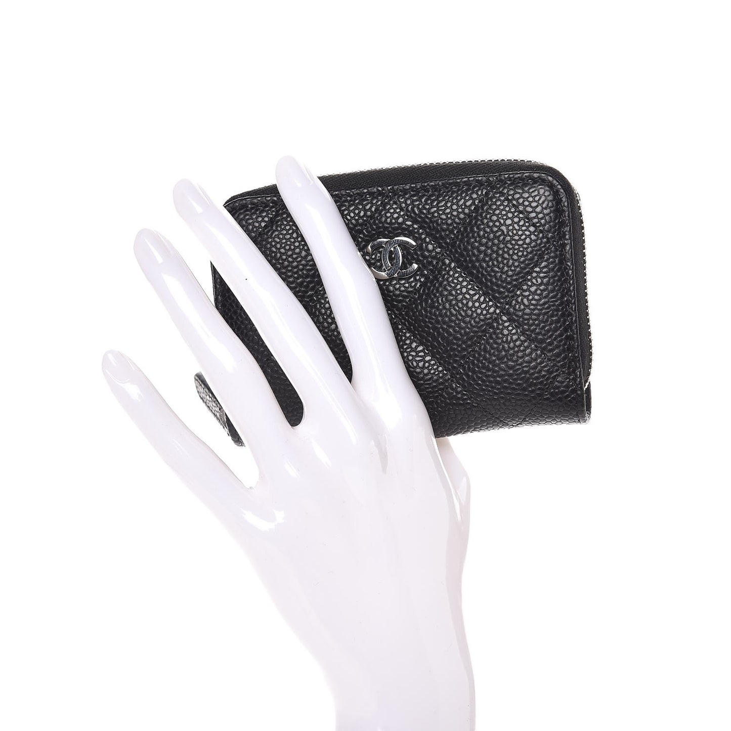 Caviar Quilted Zip Coin Purse Black